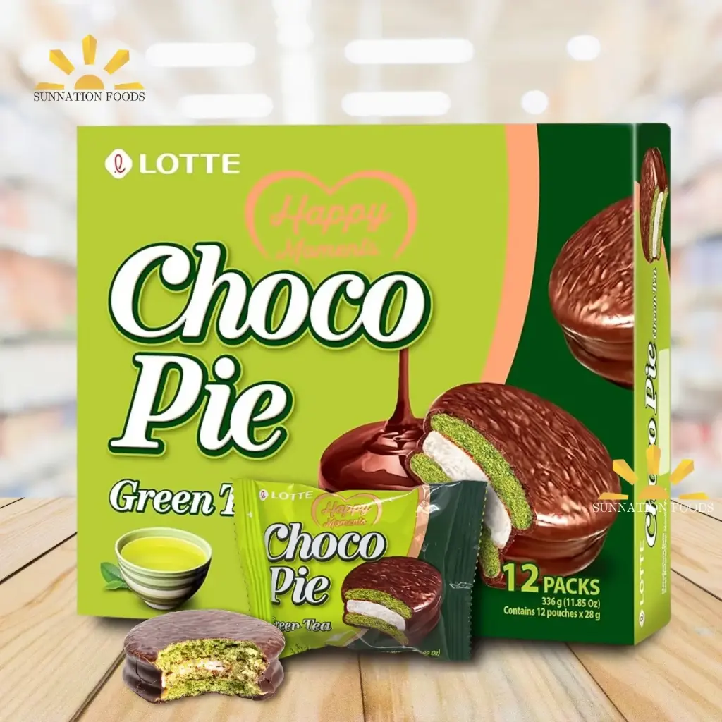 Lotte Choco Pie - GREEN TEA 8x(12x28g)