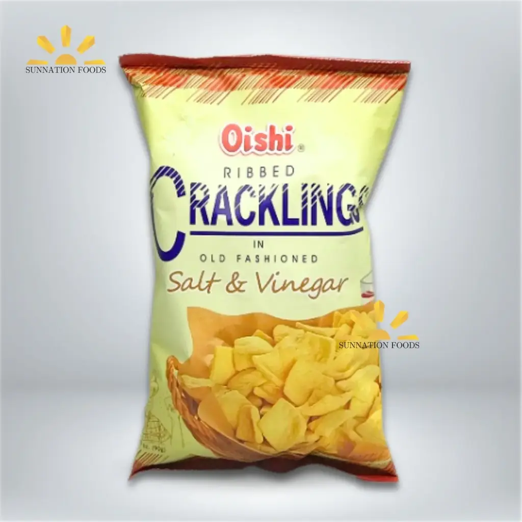 Oishi RIBBED Cracklings Salt & Vinegar 30x90g