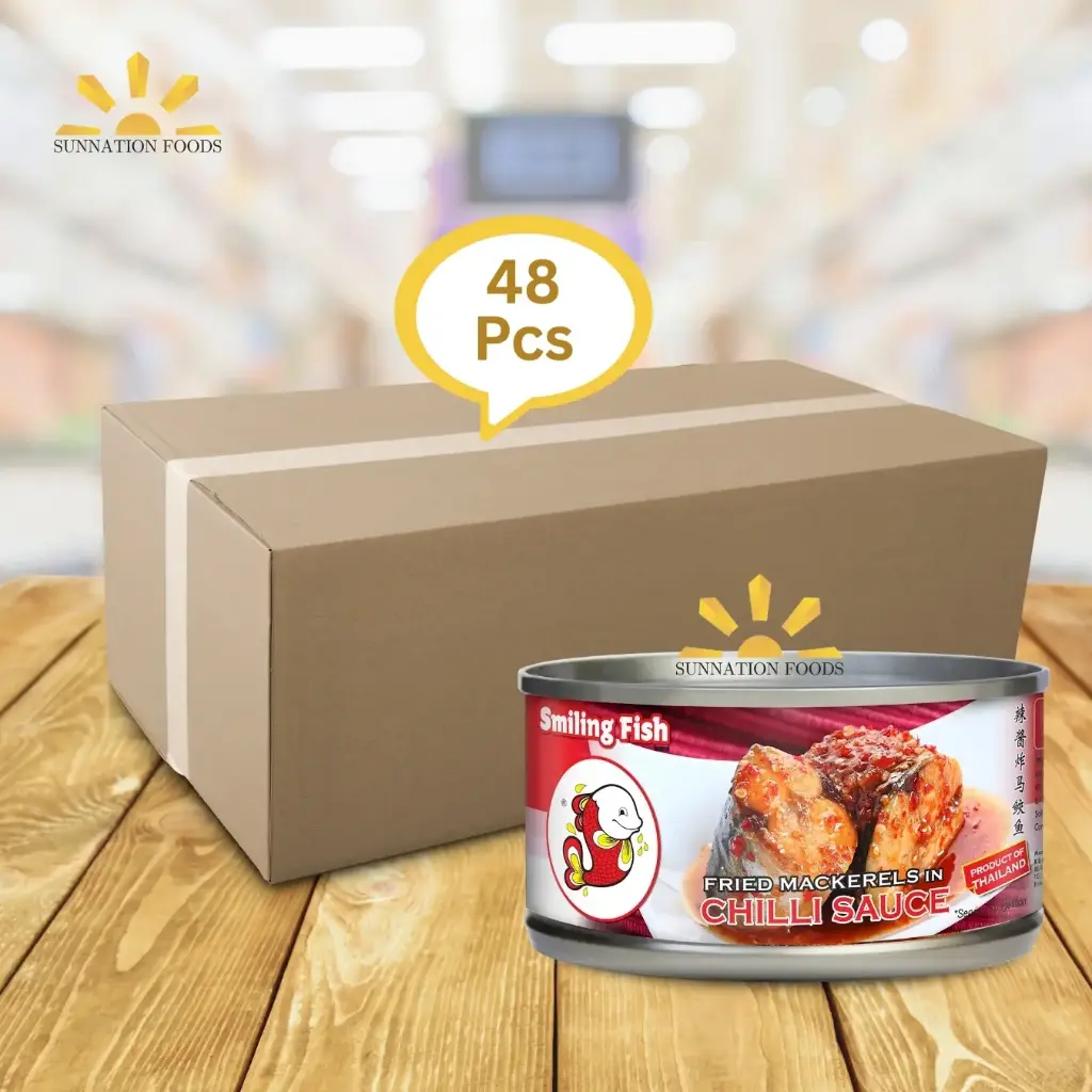 Smiling Fish Fried MACKERELS In Chili Sc (Round) 48x185g