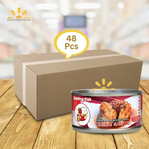 [3858] Smiling Fish Fried MACKERELS In Chili Sc (Round) 48x185g